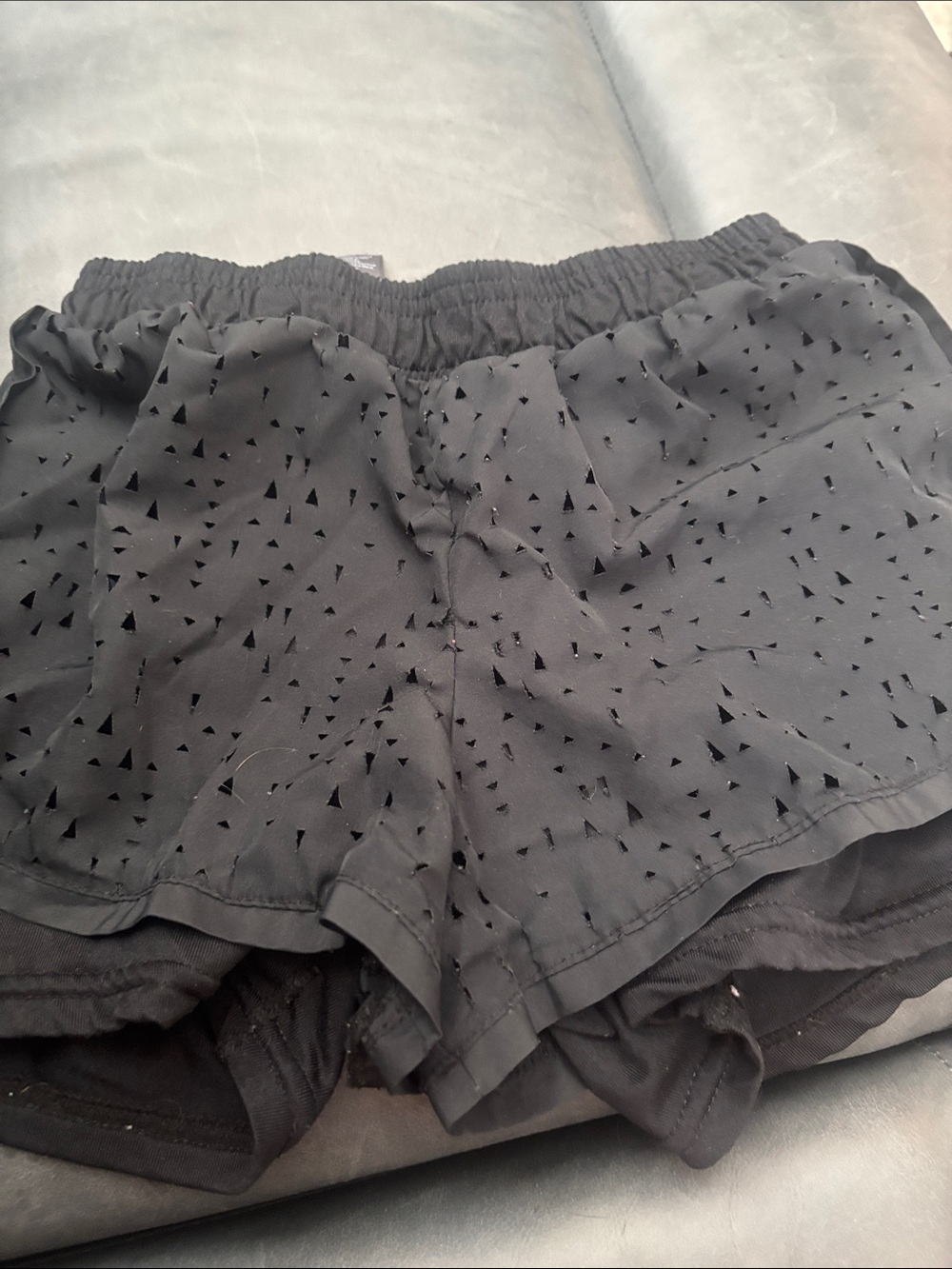 Champion Black Layered Athletic Shorts with Triangle Burnout